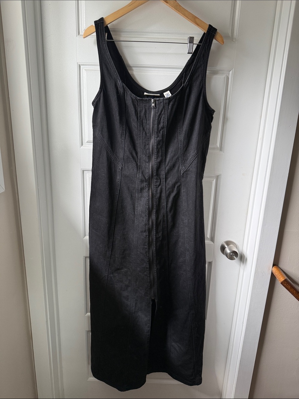Threshold Black Denim Zip-Front Midi Dress
